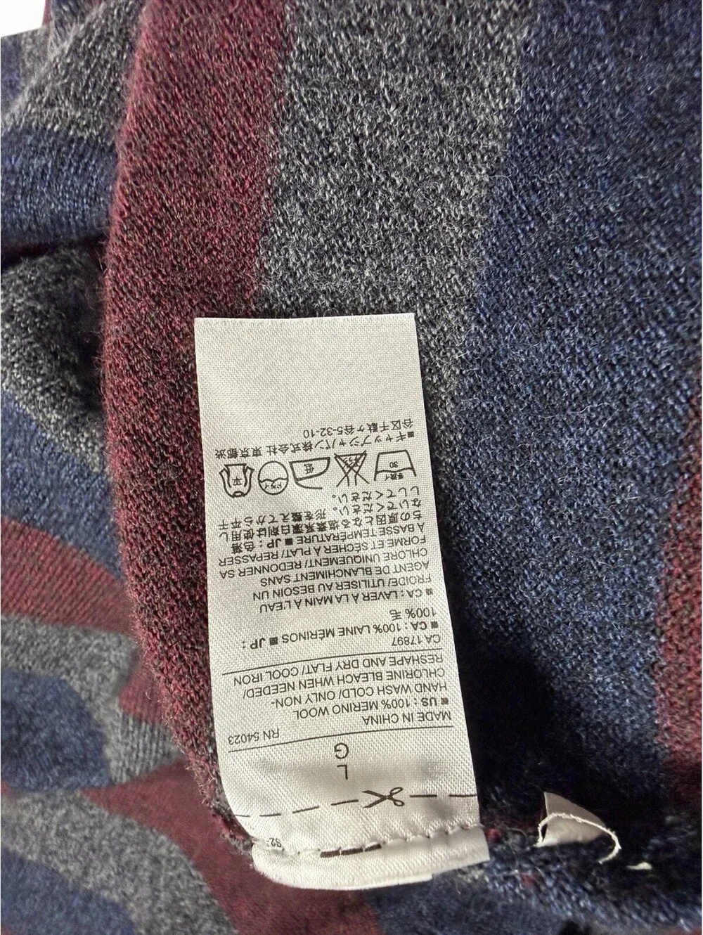 Banana Republic Men’s 100% Merino Wool Striped Crew Neck Sweater Size Large